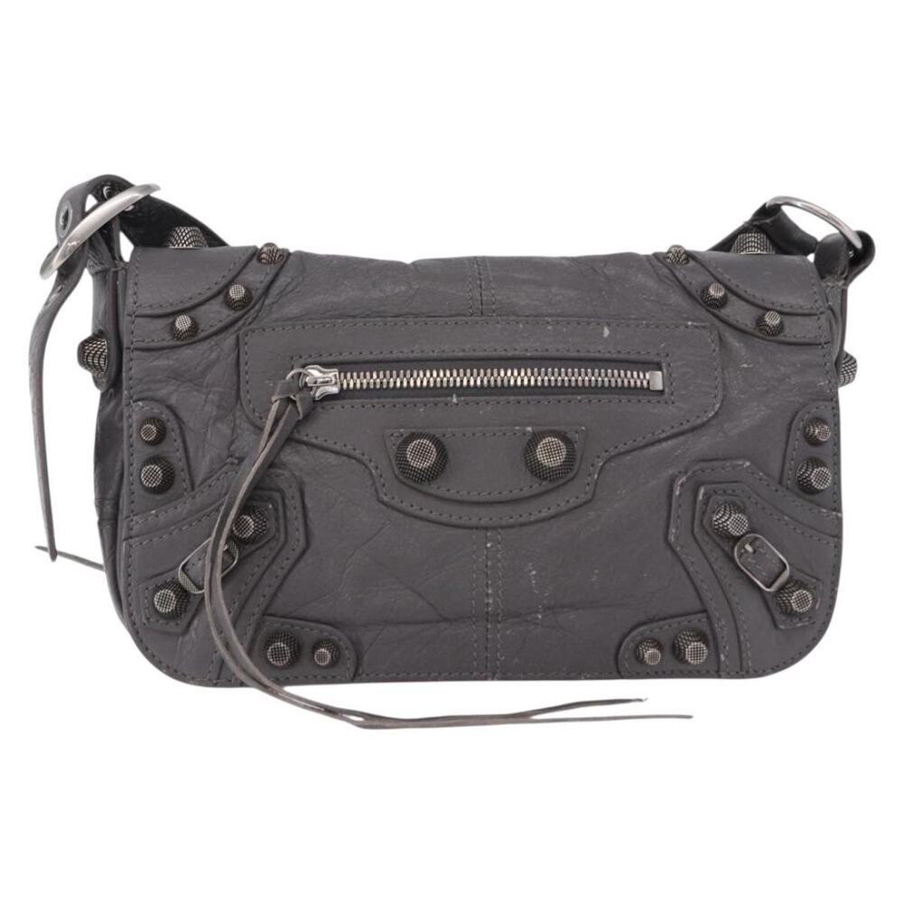 Balenciaga Leather Le Cagole Shoulder Bag Gray